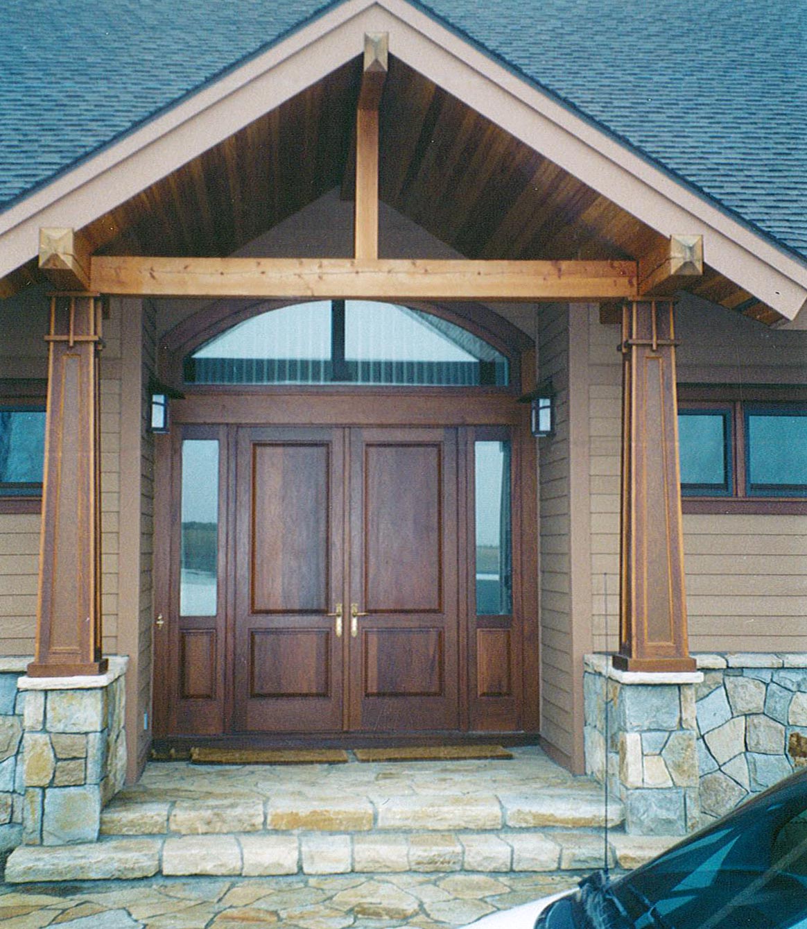 Entrance Door with Sidelites and Arched Transom